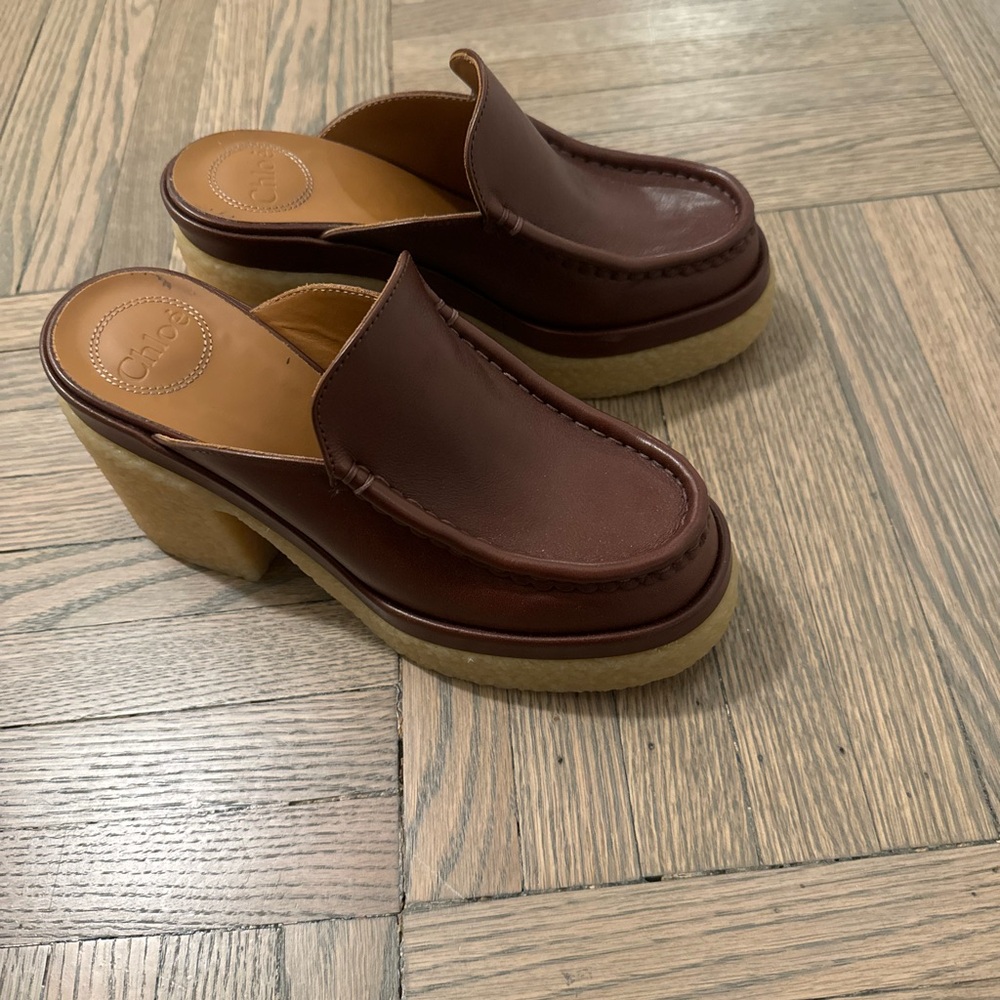 Chloe Platform Leather Mules size 37